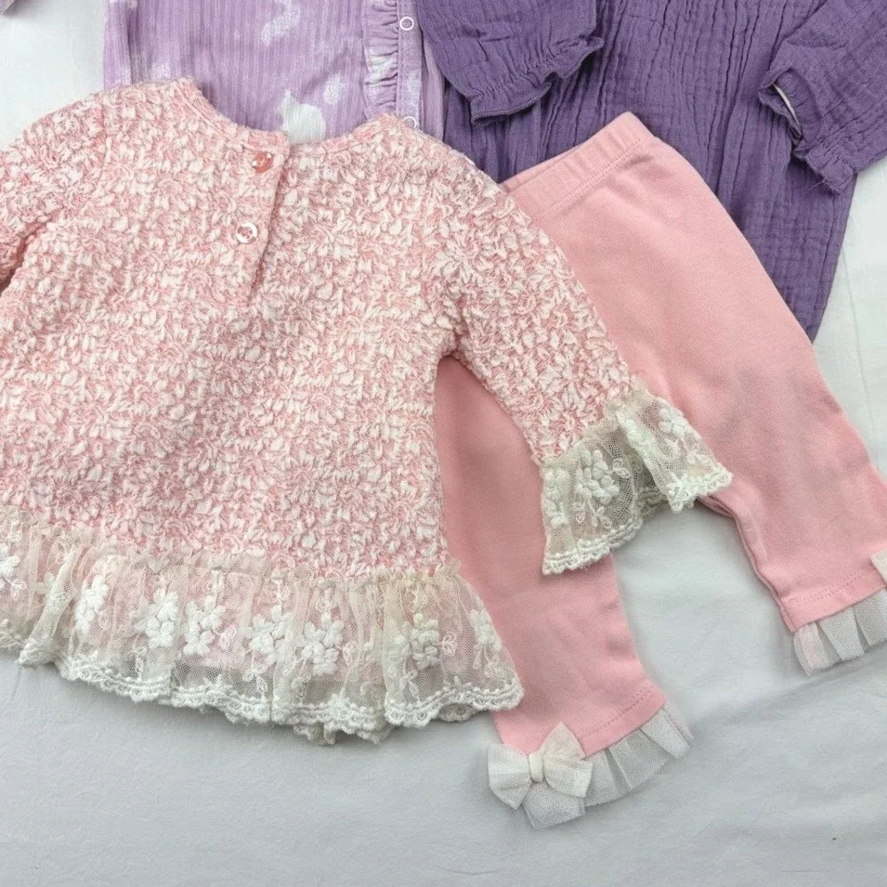 Baby Girl 3pc Outfit Lot 6 9 Mos Little Lass Grayson Mini Weeplay Sleeper Purple